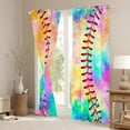 thumbnail image 3 of jejeloiu Colorful Tie Dye Curtains and Drapes,Girls Baseball Black Out Curtains,Sports Game Curtains Pack of 2 (52x63 Each) For Teens,Luxury Bedroom Decor, 3 of 6