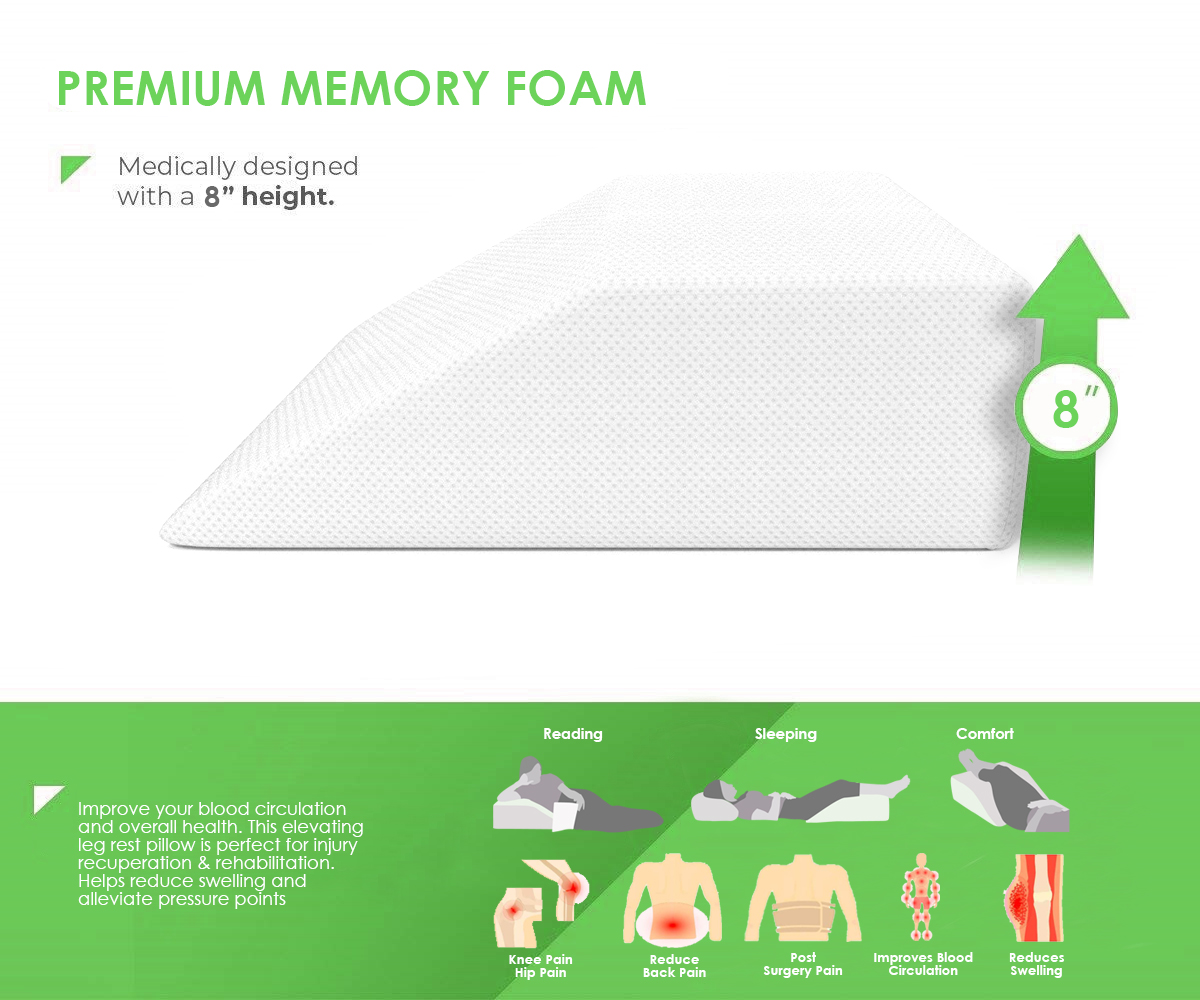 Home Sweet Home Leg Rest Wedge Pillow with Memory Foam Top