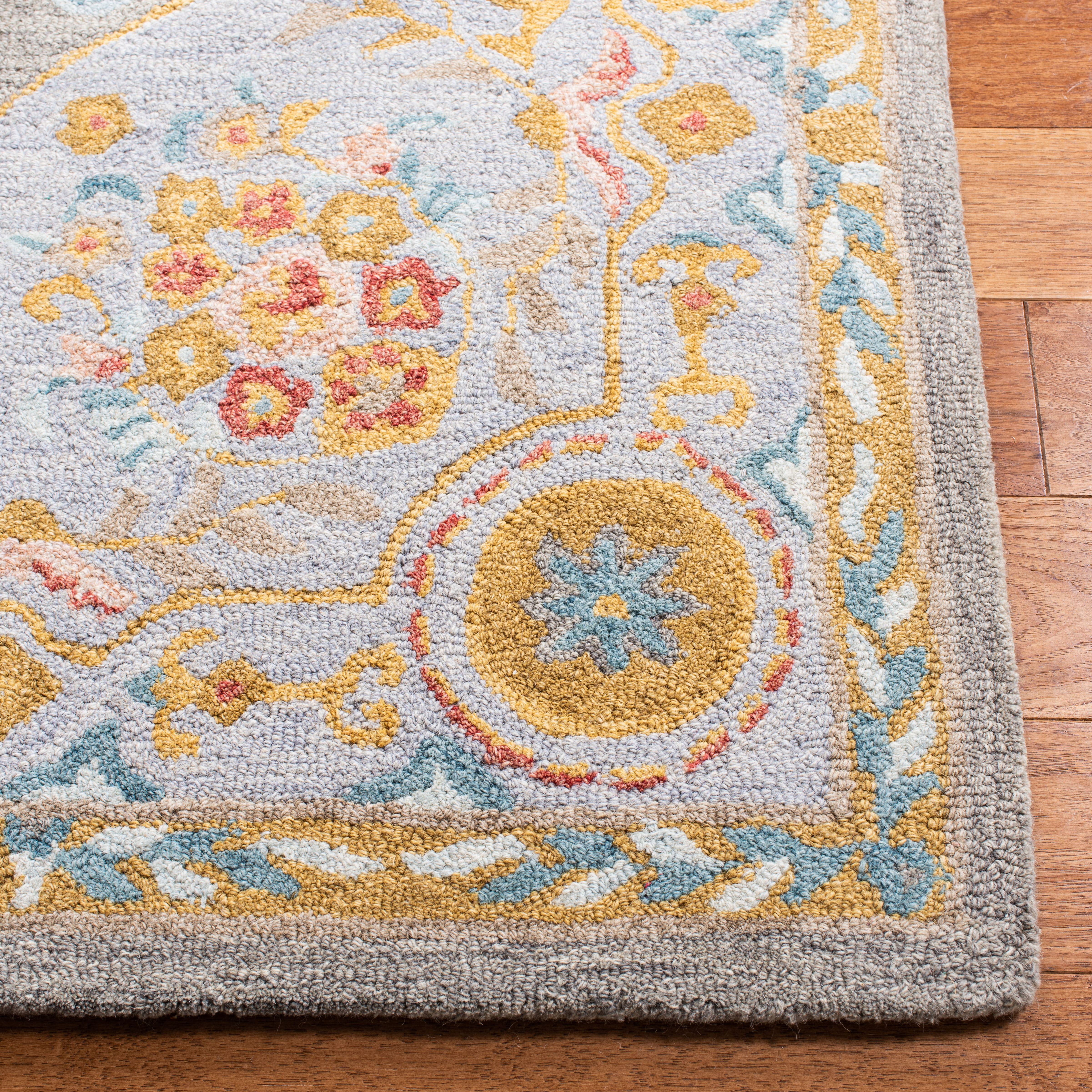 SAFAVIEH Micro-Loop Lyssa Medallion Area Rug, Green/Grey, 5' x 8'