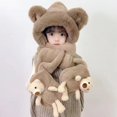 thumbnail image 4 of Gorro infantil oso tridimensional conjunto de tres piezas de invierno bebé más guantes de terciopelo niños y niñas gorro cálido bufanda integrado, 4 of 6