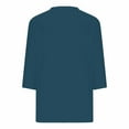 thumbnail image 4 of Womens Tops 3/4 Length Sleeves Dressy Casual Cozy Cotton Tunics V Neck Basic Everyday Summer Going Out Top Blouses, Navy, L, 4 of 5