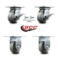 thumbnail image 2 of 4 Inch Thermoplastic Rubber Caster Set 2 Brakes/Swivel Locks and 2 Rigid SCC, 2 of 2
