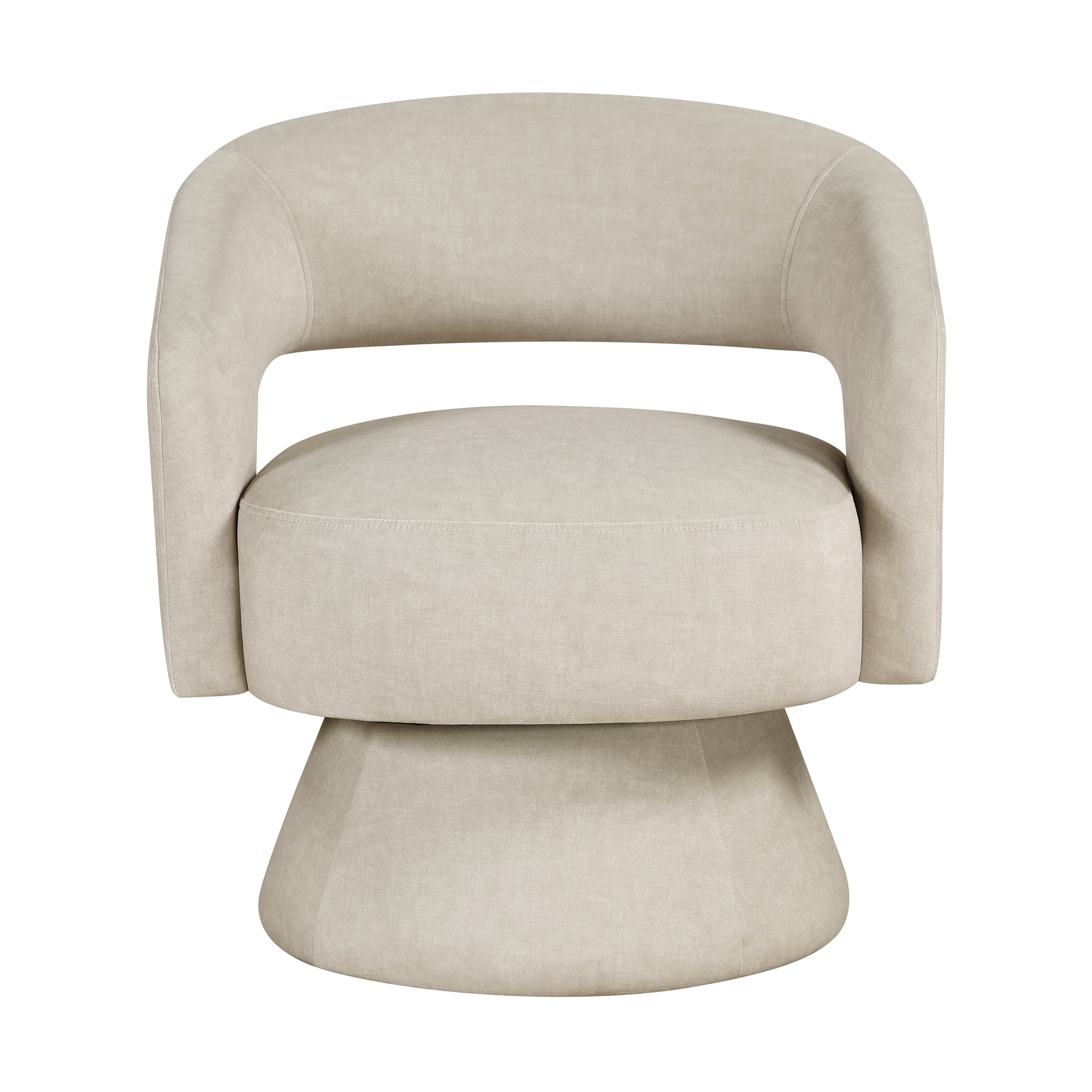 OakvillePark Alderwyn Velvet Swivel Chair with Round Base, Taupe