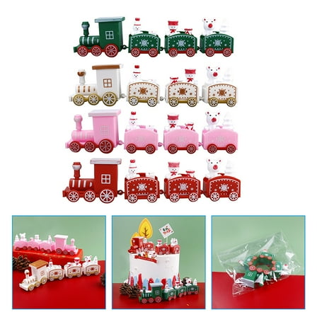 UPOUART Christmas Miniature Train Ornament Set, 4pcs Assorted Colors Holiday Decoration