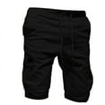 thumbnail image 4 of Ecqkame Men's Shorts Loose Casual Classic Drawstring Stretch Breathable Hiking Campping Shorts Mens Shorts Black L, 4 of 4