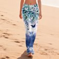 thumbnail image 3 of Iaqnaocc Pajama Pants Women Casual Vintage Floral Print Pj Pants Loose Elastic Waist Pajamas Pants Lightweight Sleep Bottoms Blue M, 3 of 4