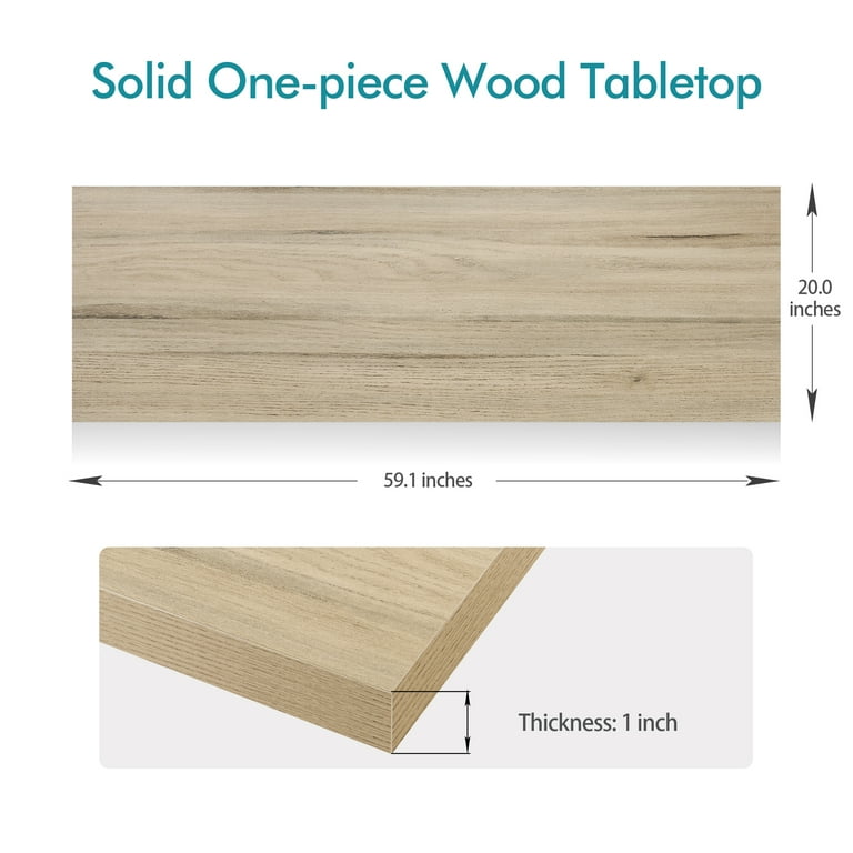 Kaboon 60x20 inch Universal Table Top 1 inch Thick Pack 1 Oak Tabletop6020b Size 60 x 20 Beige