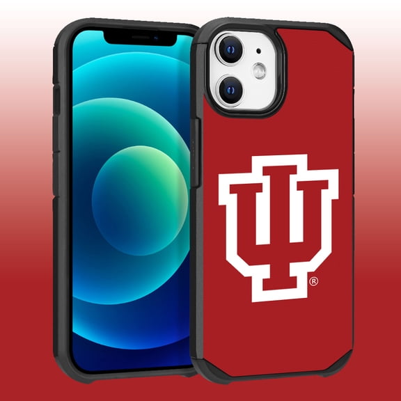 Apple iPhone 12 (6.1) / iPhone 12 Pro (6.1) - Licensed NCAA of Indiana University Hoosiers logo on Red Textured Dual Layer Case