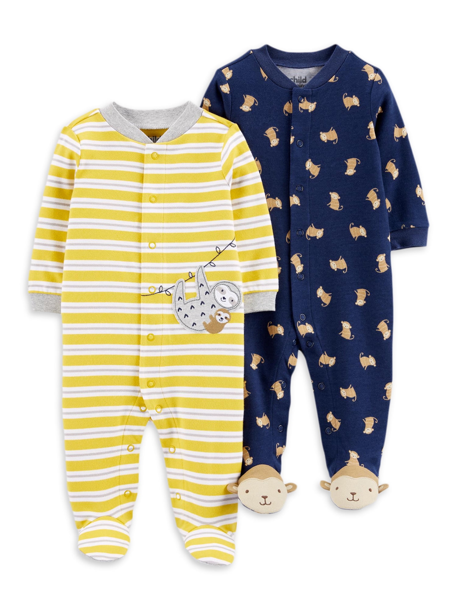 Newborn Baby Boy Girl Long Sleeve Floral Infant Sleepwear Pajamas Set 0-3 M, Yellow
