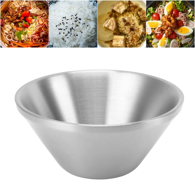 Bol à Salade en Acier Inoxydable 304, Bol Rond en Métal Idéal pour Servir Riz, Nouilles et Soupes, Design Élégant pour Repas Quotidiens, Bol Rond en Métal