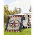 thumbnail image 4 of 4th of July RV Awning Sun Shade Screen 9'X7' Rustic American Barn Star Stripes Mesh Sunscreen Wood Grain Awning Shade Screen with Zipper UV Blocker Completed Kits for RV Motorhome Camper, 4 of 7