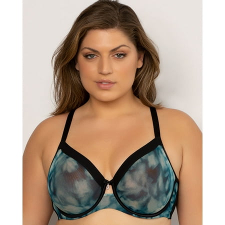 

Sheer Mesh Full Coverage Unlined Underwire Bra - Floral Wash
