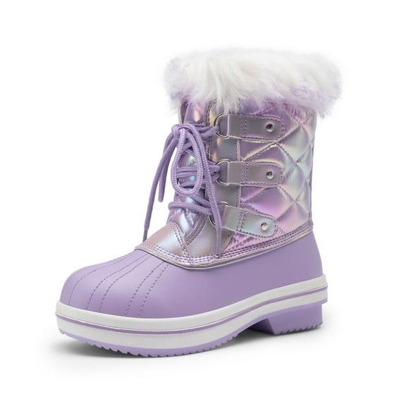 Dream Pairs Warm Water Resistant Kids Snow Boots Cozy Winter Boots With Faux Fur Non Slip Mid Calf Boots For All Day Play
