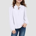 thumbnail image 2 of Linfrsh Girls Shirts Girls Long Sleeve Shirts Kids Crewneck Soft Tunic Tops Basic Casual T-Shirts White,13-14 Years, 2 of 7