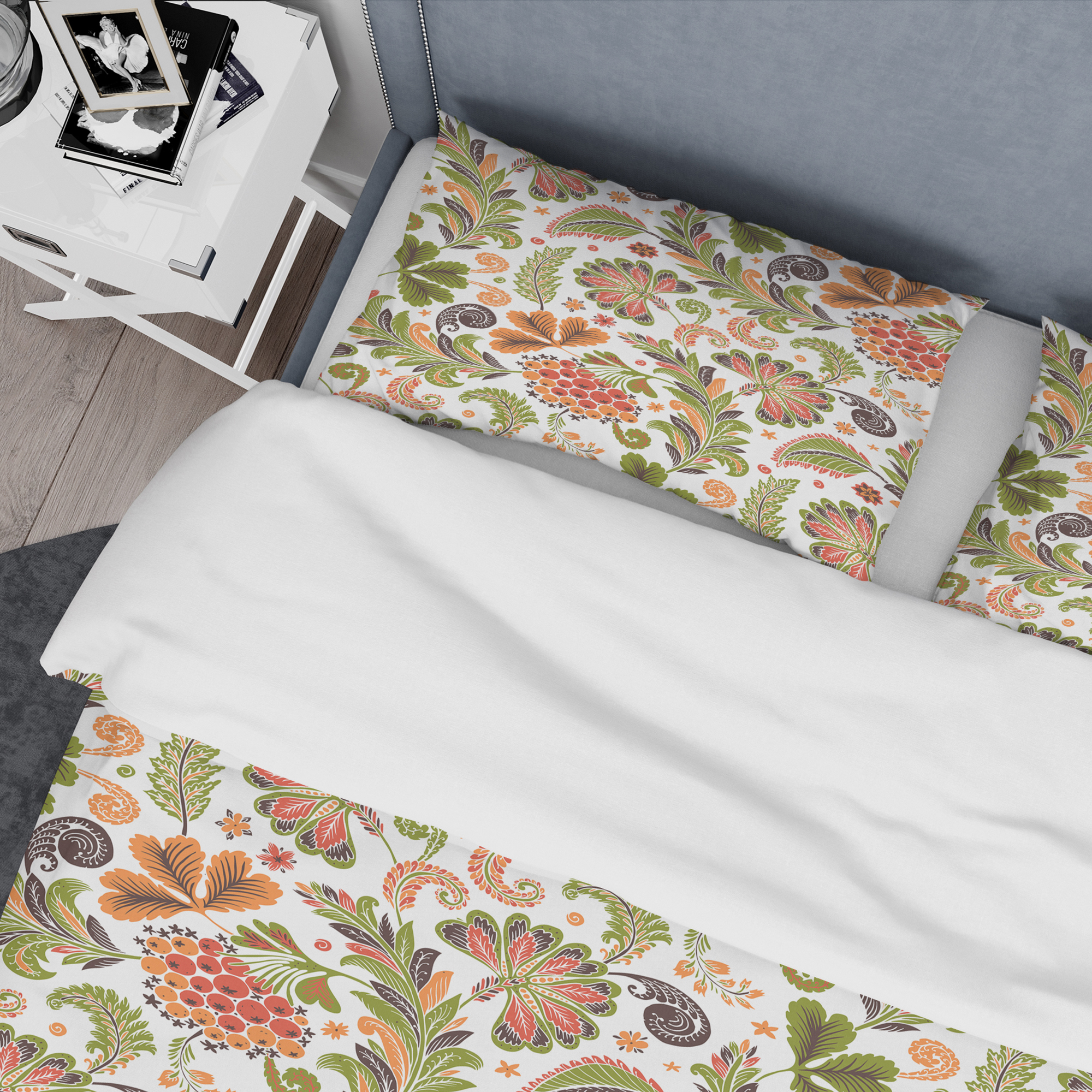 Designart 'Retro Fantasy Flowers I' Mid-Century Modern Duvet Cover Set