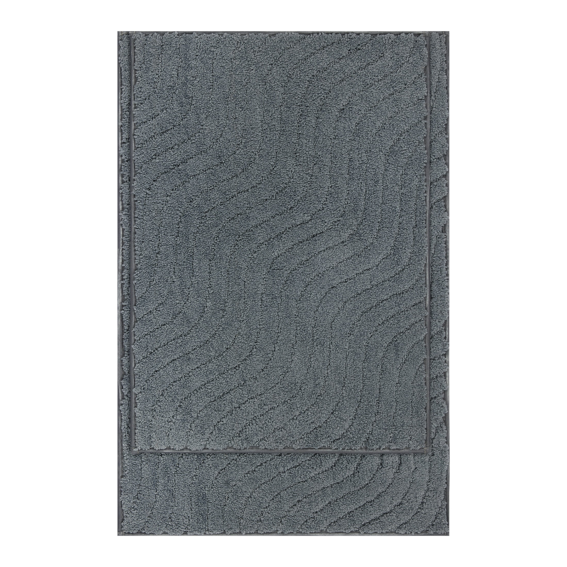 Mainstays Tufted Waves 2-Piece Bath Rug Set, Soothing Gray, 17 in x 24 in & 20 in x 30 in