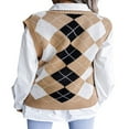 thumbnail image 4 of KEINXS Womens Argyle Plaid Sweater Vest Y2K Knitwear V Neck Sleeveless Crop Tops Outwear Coat Gray S, 4 of 6