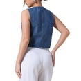thumbnail image 3 of INSPIRE CHIC Women's Jean Jacket Sleeveless V Neck Button Down Crop Denim Vest M Blue, 3 of 6