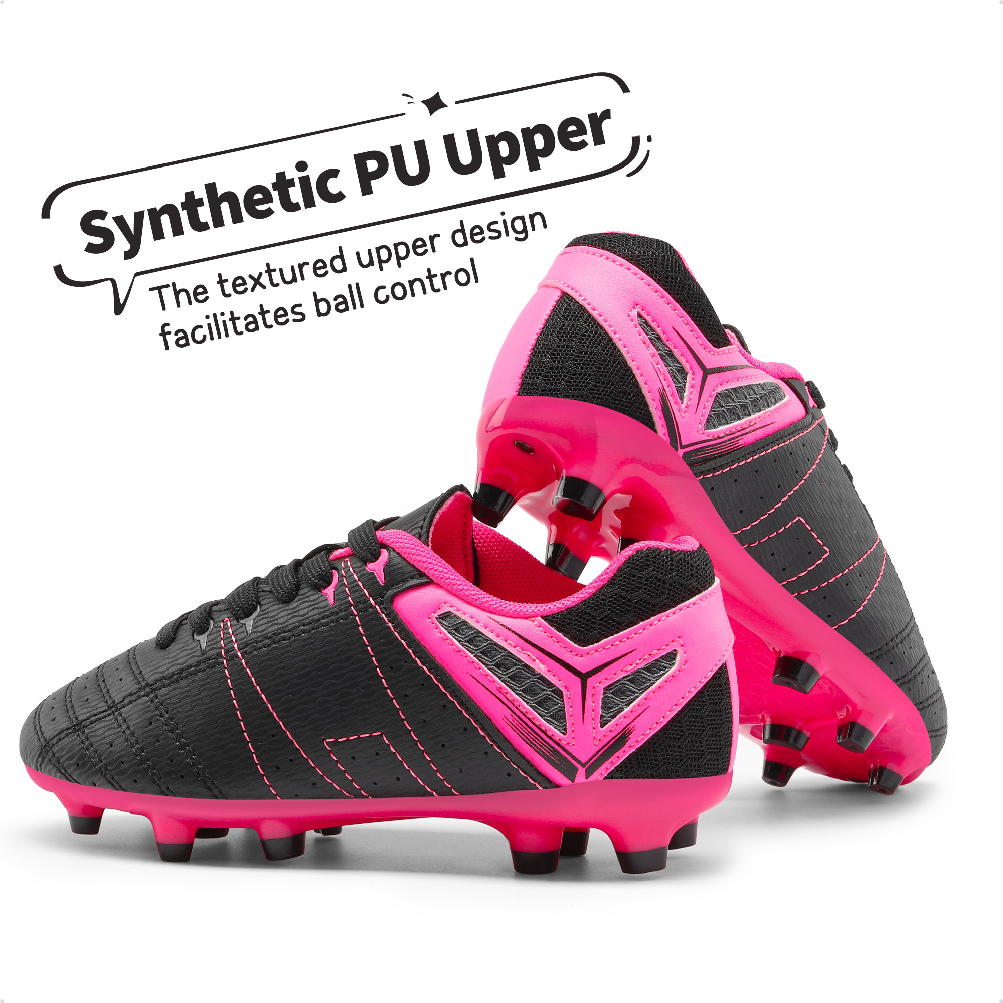 Burudani Kids' Soccer Cleats Black Fuchsia Size 12 photo 5