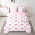 thumbnail image 2 of Manfei Cute Pink Bow-Tie Girl 7-Piece Twin Bedding Sets,Polka Dots Bedding Comforter Set,Cartoon Bowknot Breathable Sheet Sets,Ultra Soft Home Decor,Reversible, 2 of 8