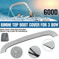thumbnail image 6 of Gray 600D 3 BOW Bimini Top Boot Cover Storage Bag Sock Boat Shade No Frame with zipper 54"-103"W, 6 of 8