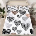 thumbnail image 2 of Homewish Modern Fashion Art Full Size Sheets, Grey Stripes Love Heart Bed Sheets, Teens Kids Boys Girls Sheet Sets, Breathable Home Decor, 4 Pieces, 2 of 7