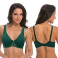 thumbnail image 4 of Curve Muse Women's Plus Size Unlined Underwire Lace Bra with Cushion Straps-2PK-Cream,Dark Green-46DDDD, 4 of 7