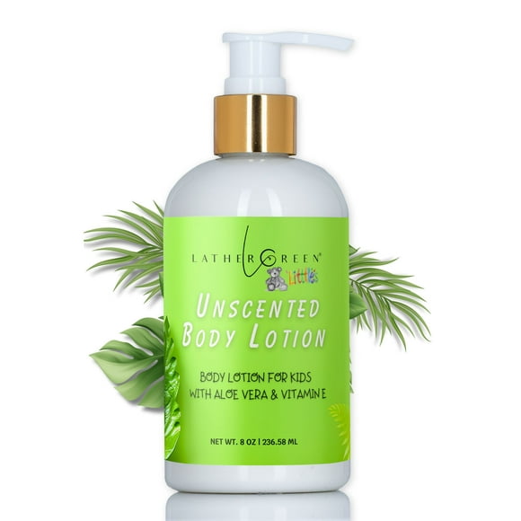 Unscented Kids Natural Body Lotion - Hypoallergenic, Moisturizes All Type of Skin - 8 oz by LatherGreen