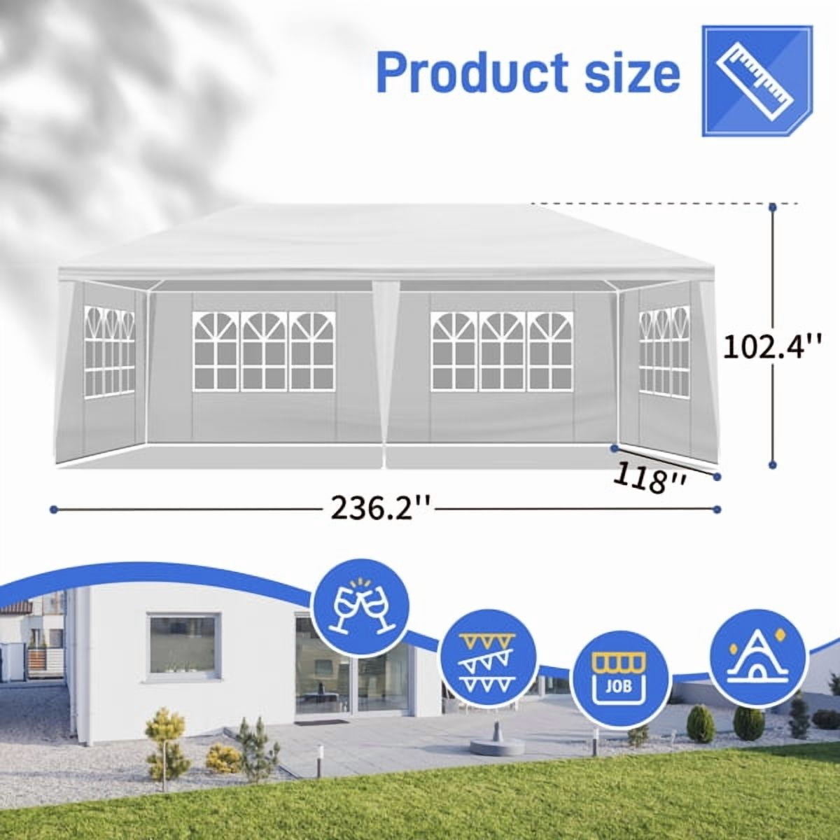 Outdoor 10' X 20' Canopy Tent with 6 Side Walls for Party Wedding Camping and BBQ