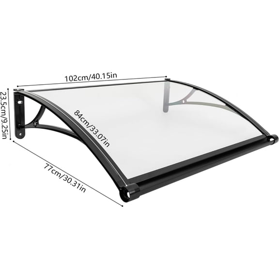 Window Door Awning Canopy, Entry Door / Outdoor Front Door Window Awning Windows Overhang Awning for Sun Shutter, Rain / Snow Protection, Black Clear (40" X 30" )