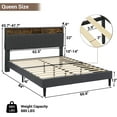 Tiptiper Queen Bed Frame with LED Lights Headboard, Platform Bed Frame