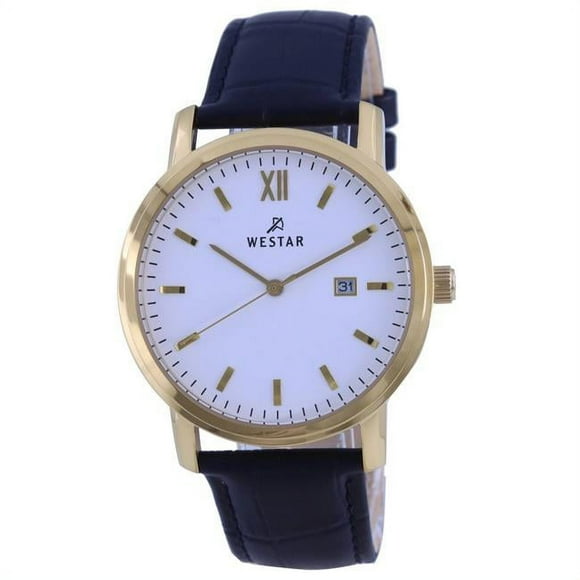 Westar 50244GPN101 Montre Homme Cadran Blanc Ton Or Acier Inoxydable Quartz, Bleu