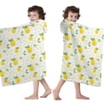thumbnail image 4 of Small Yellow Lemon Fruits GreenLeaves Pattern Hooded Bath Towel，60"x35" for Ages 3 To 12 Kids, Quick Dry Lightweight Soft Microfiber Hood Beach Towel Cover Up for Kids, 4 of 7