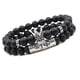 thumbnail image 1 of Pulseras de cuentas negras mate de 8 mm con piedra de ónix y corona de rey., 1 of 5