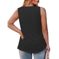 thumbnail image 3 of VOGRACE Plus Size Tee Shirts for Women Summer Floral Pleated Loose Fit Tank Tops Black 3XL, 3 of 7