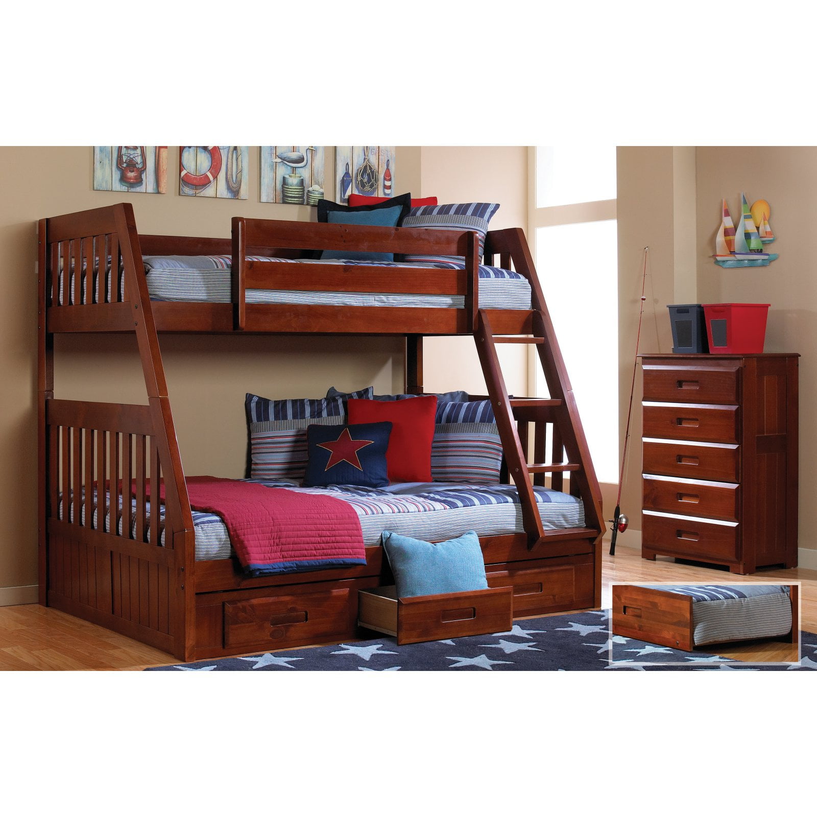 Donco Twin Over Full Mission Bunk Bed Merlot Com