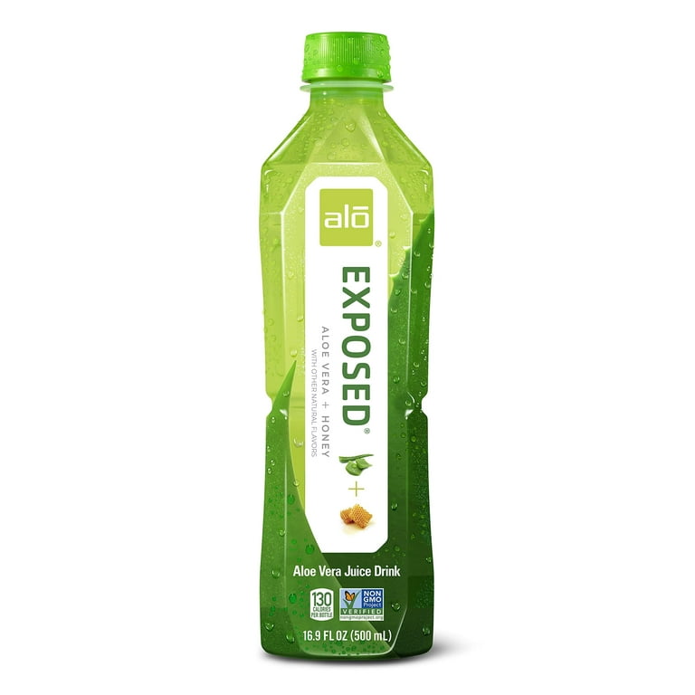Alo Exposed Pure Natural Honey Aloe Vera Juice Drink, Wheatgrass