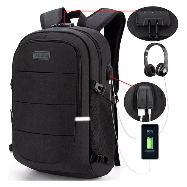 Mochila Antirrobo Mochila Impermeable Para Portátil De 15,6i Color Negro
