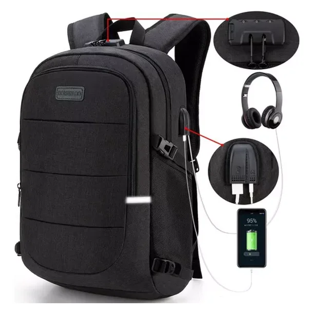 Mochila Antirrobo Mochila Impermeable Para Portátil De 15,6i Color Negro