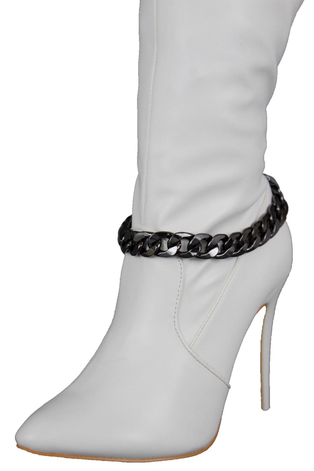 Chic Women Gold Metal Chain Links Boot Bracelet Love Fun Heart Shoe Anklet Charm