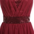 thumbnail image 3 of IBTOM CASTLE Women Sleeveless Sequin Elegant Lyrical Dance Long Dress Ballet Flowy Chiffon Mesh Tulle Skirt Dance Wear M Wine Red, 3 of 8