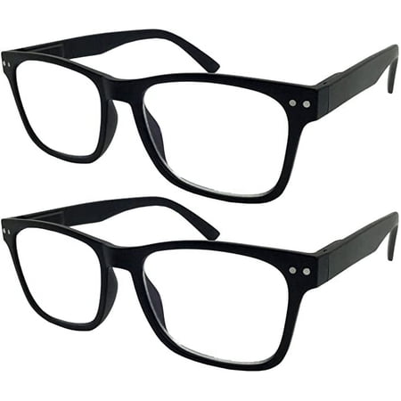 GRINDERPUNCH 2 Pack Reading Glasses Men Women Blue light Blocking Computer Readers Retro Fashion Eyeglasses - 2 Pack Black, 3.00
