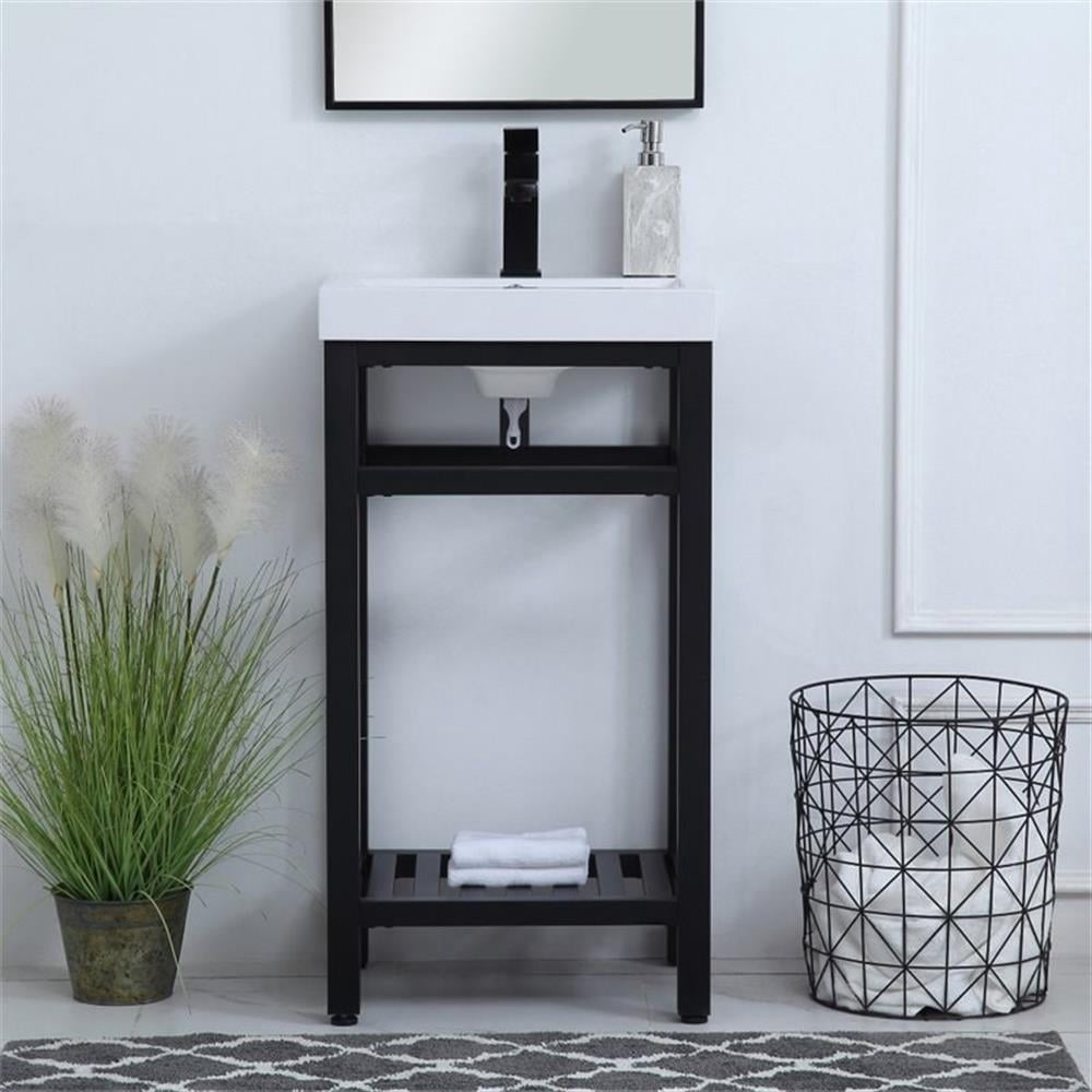 Elegant Lighting VF14018BK Raya 18" Specialty Cast Iron Console Bathroom Sink - Black