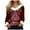 Brick Red, variant on Women's Sparkle Graphic V Neck Fur Trim Tops Casual Loose Sweatshirts Long Sleeve Christmas Pullover Funny Xmas Tops Women (Pink,L)