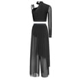 thumbnail image 4 of Sholeno Womens Sparkly 2 Pieces Lyrical Modern Dance Outfits Asymmetrical Shoulder Crop Tops with Pants Set Black M, 4 of 7
