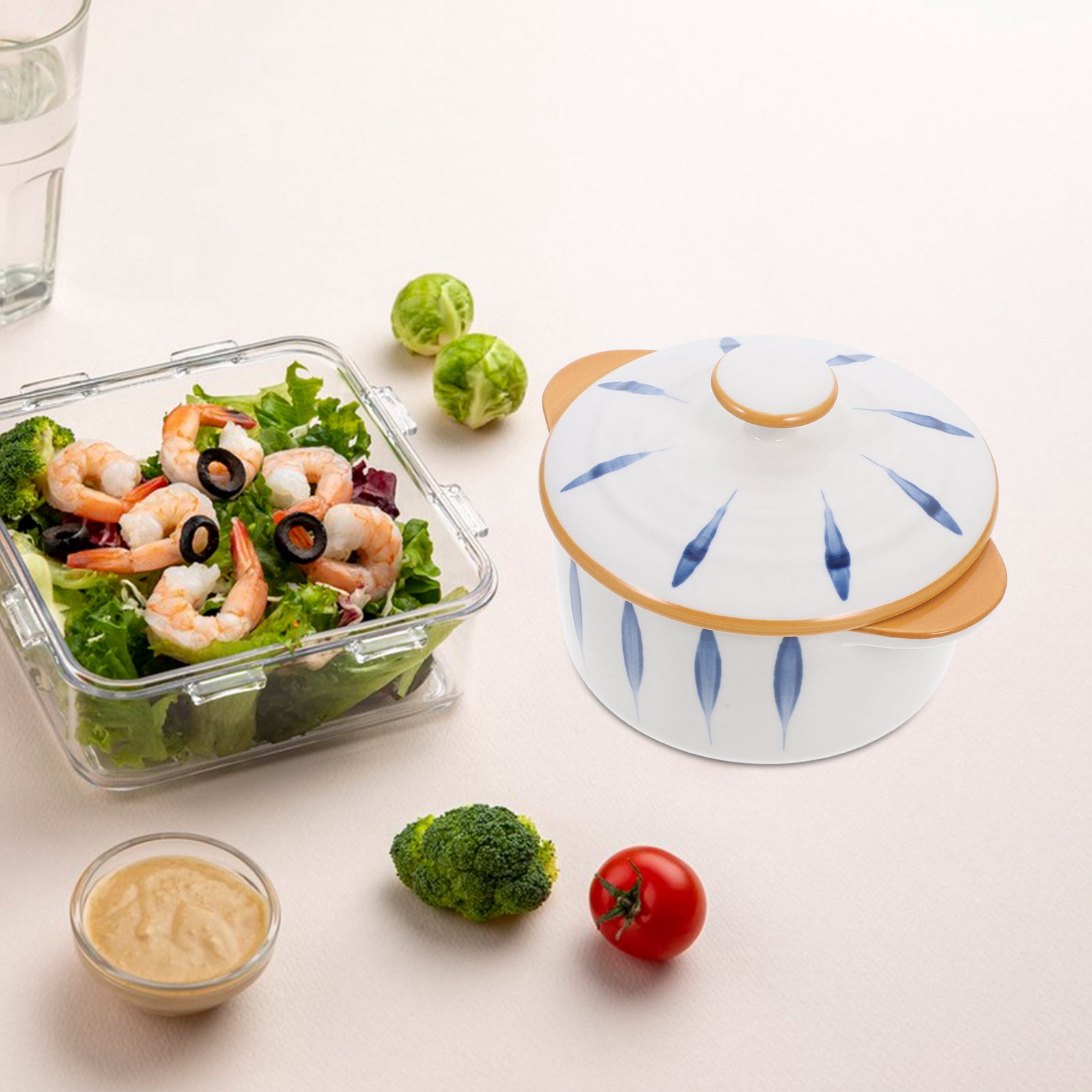 LEORX 1pc Ceramic Bowl Delicate Fruit Bowl Home Salad Bowl Dish Pan for Home Decor