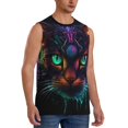 thumbnail image 2 of Daiia Futuristic Cat Warrior Printed Men's Tank Tops,Casual Soft Sleeveless Gym Muscle Shirts Bodybuilding Tee-3X-Large, 2 of 8