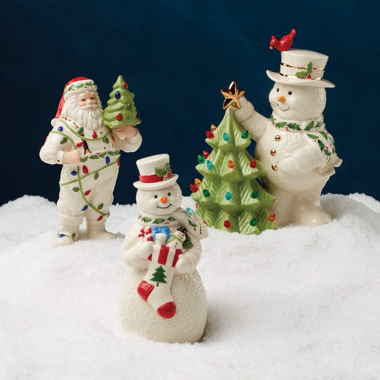 Lenox Happy Holly Days Retro Lit Tree, Porcelain, 24K Gold Accents