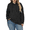 Black, variant on NISVIYA Women's Plus Size Charcoal Hoodie - Ribbed Knit Long Sleeve Casual Sweater with Front Pocket Black
