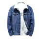 thumbnail image 1 of Chaqueta de mezclilla gruesa informal para hombre, además de chaqueta de forro polar con bolsillo Pompotops oipoqjl13412, 1 of 9